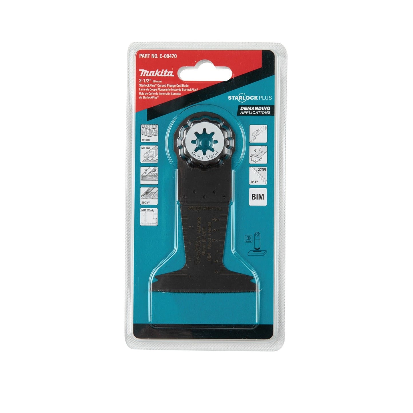 Makita E-08470 StarlockPlus® Oscillating Multi‘Tool 2‘1/2" Bi‘Metal Curved Plunge Cut Blade