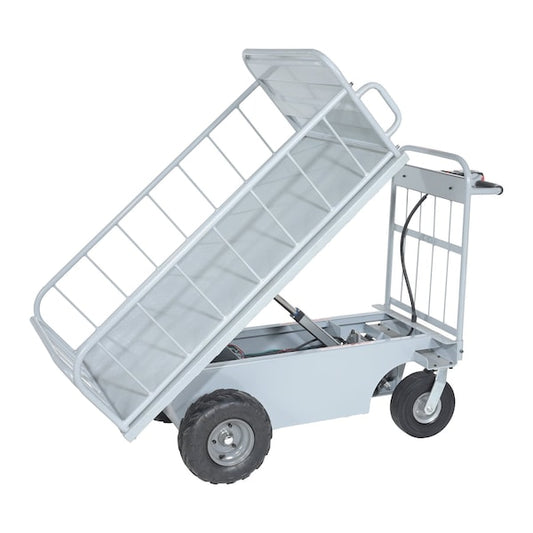 Vestil OROAD-1000-T Steel Off-Road Tilting Traction Drive Cart 500 Lb. Rough Terrain Capacity Gray