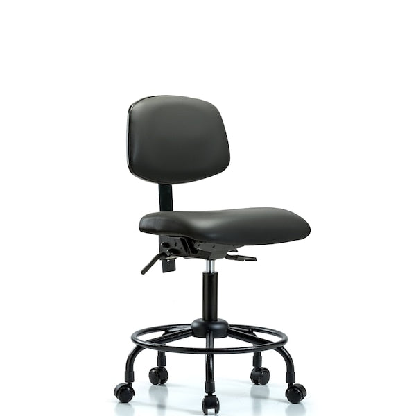 Blue Ridge Ergonomics VDHCH-RT-T1-A0-RC-8823 Rutledge Vinyl Chair - Desk Height with Round Tube Base, Seat Tilt, & Casters in Carbon Supernova™ Vinyl