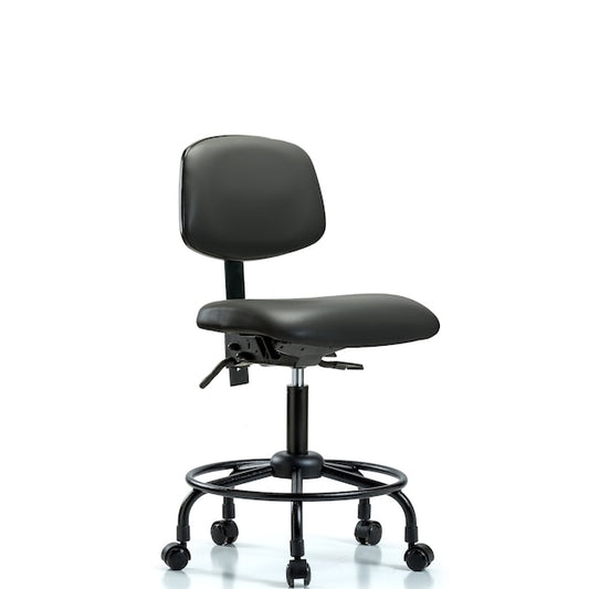 Blue Ridge Ergonomics VDHCH-RT-T1-A0-RC-8823 Rutledge Vinyl Chair - Desk Height with Round Tube Base, Seat Tilt, & Casters in Carbon Supernova™ Vinyl