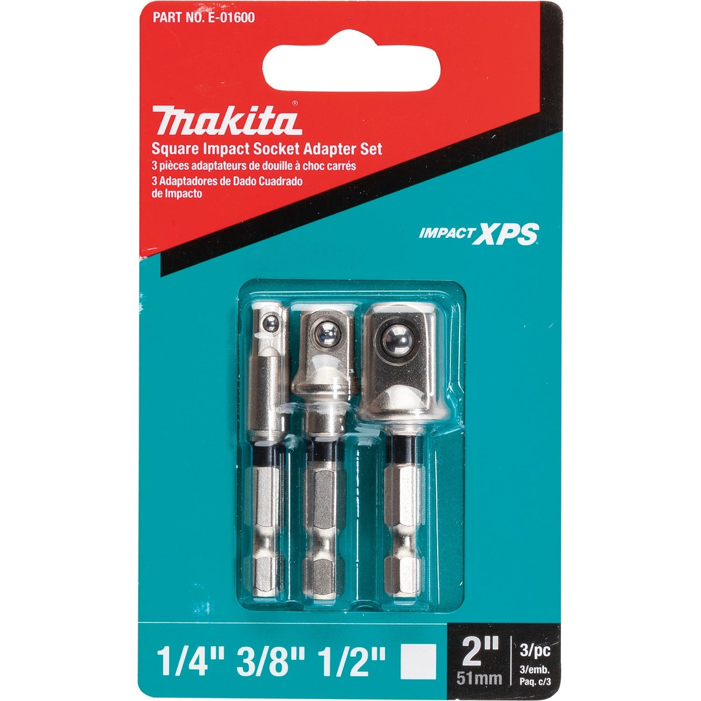 Makita E-01600 Impact XPS® 3 Pc. Square 2" Socket Adapter Set