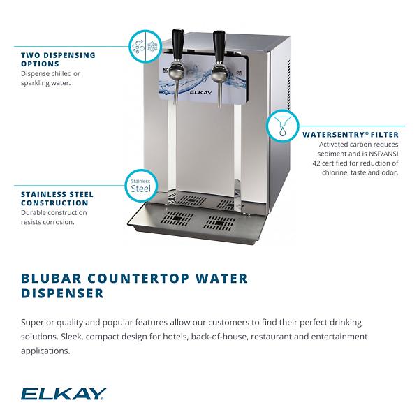 Elkay DSBCF180K Blubar Countertop Water Dispenser 20 GPH Filtered Stainless Steel