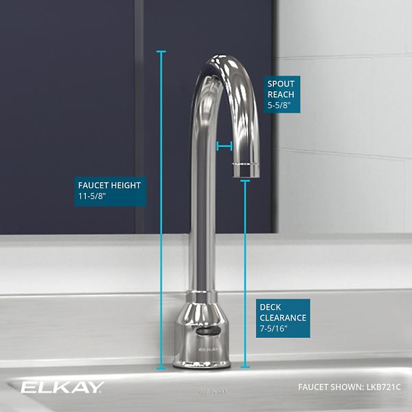 Elkay LKB721C Commercial Electronic Sensor Scrub/Handwash Battery Powered Deck Mount Faucet Chrome