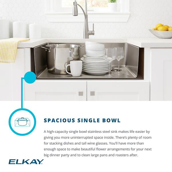 Elkay EFRU311610T Crosstown® 16 Gauge Stainless Steel 32-1/2" x 18" x 10" Single Bowl Undermount Sink