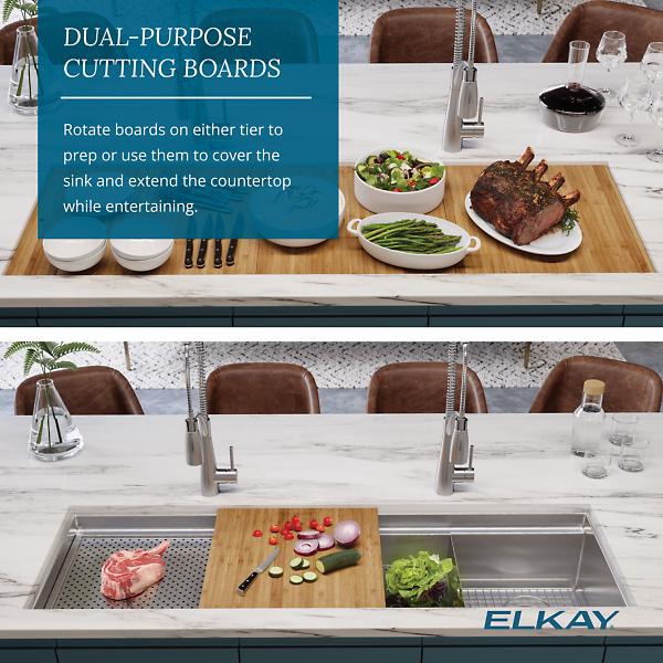 Elkay CS30CWK Circuit Chef® Stainless Workstation Steel 32-1/2" x 20-1/2" x 10" Single Bowl Undermount Sink Kit with Cherry Wood Boards