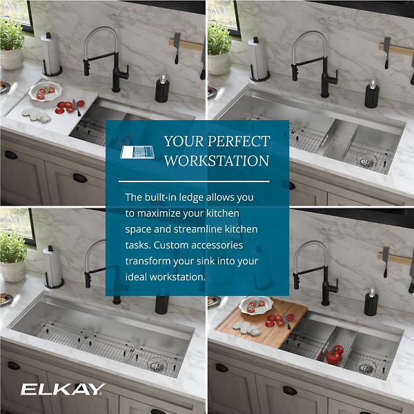 Elkay CS45WPK Circuit Chef® Workstation Stainless Steel 45-1/2" x 20-1/2" x 10" Single Bowl Undermount Sink Kit with White Polymer Boards