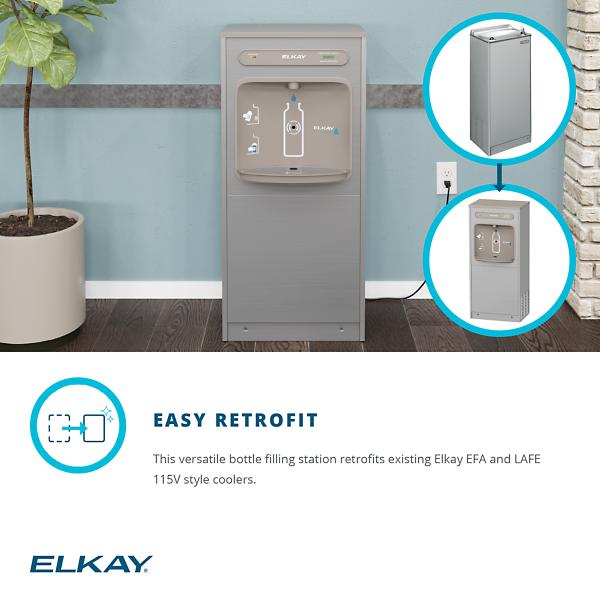 Elkay DSSBF8S ezH2O® Floor Standing Bottle Filling Station Filtered Refrigerated Stainless Steel