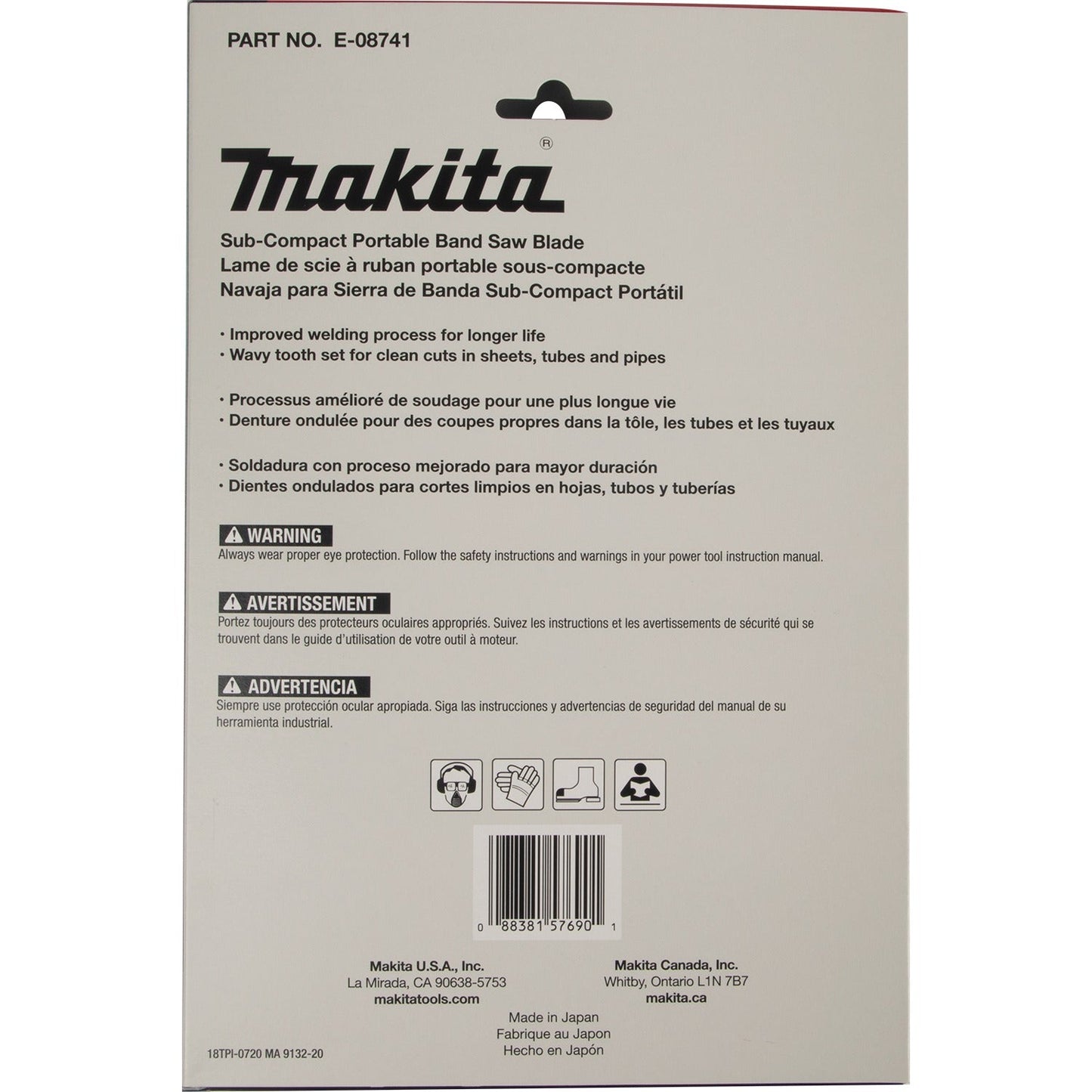 Makita E-08741 28‘3/4" 18 TPI Bi‘Metal Sub‘Compact Portable Band Saw Blade, 5/pk