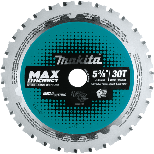 Makita B-69222 5‘3/8" 30T Carbide‘Tipped Max Efficiency Saw Blade, Metal/General Purpose