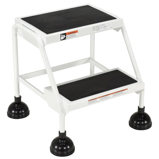 Vestil LAD-2-W 18.5 H Steel Commercial Spring Loaded Rolling Ladder, 2 Steps