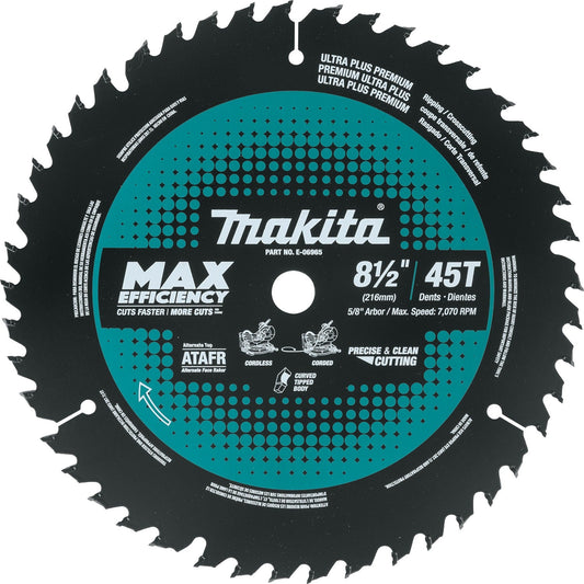 Makita E-06965 8‘1/2" 45T Carbide‘Tipped Max Efficiency Miter Saw Blade