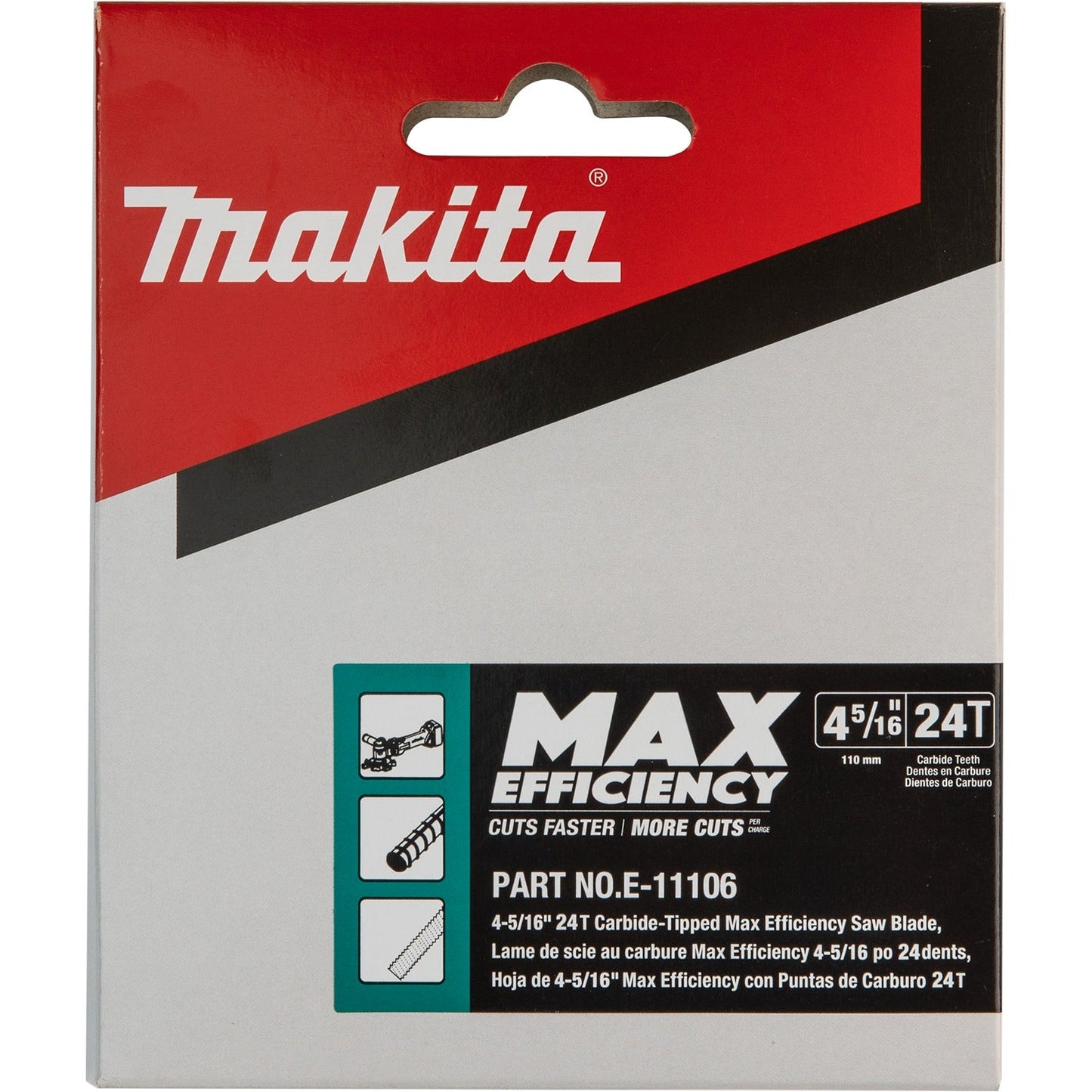 Makita E-11106 4‘5/16" 24T Max Efficiency CERMET‘Tipped Cutter Blade, Rebar and Steel Rods