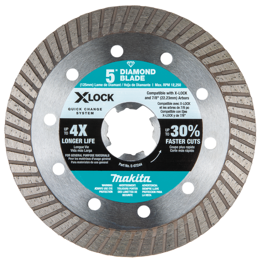 Makita E-07244 X‘LOCK 5" Turbo Rim Diamond Blade for Masonry Cutting