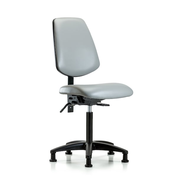 Blue Ridge Ergonomics VMBCH-MB-RG-T0-A0-NF-RG-8567 Rutledge Vinyl Chair - Medium Bench Height with Medium Back & Stationary Glides in Dove Trailblazer™ Vinyl