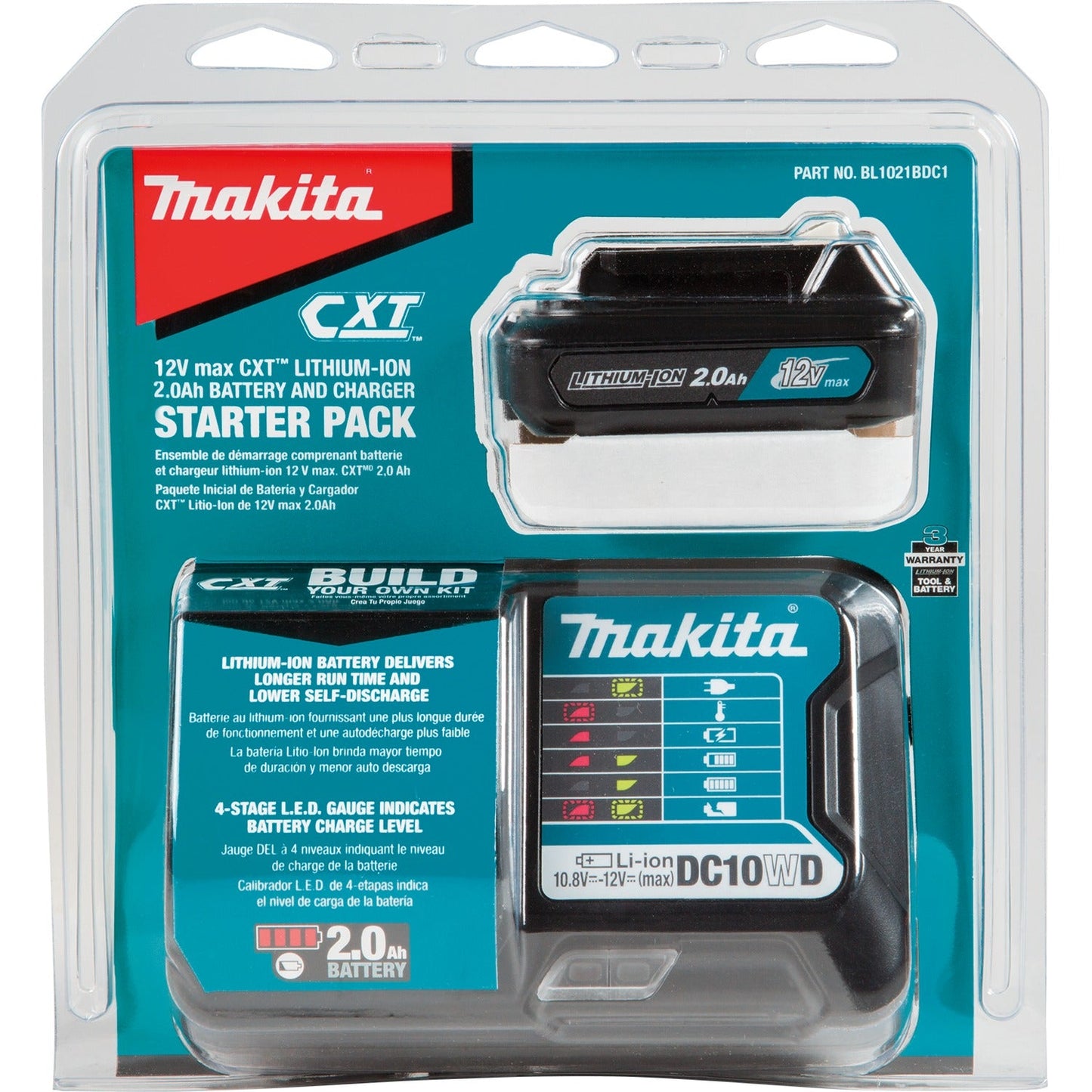 Makita BL1021BDC1 12V max CXT® Lithium‘Ion Battery and Charger Starter Pack (2.0Ah)