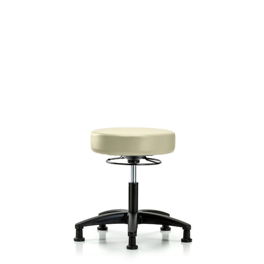 Blue Ridge Ergonomics VDHSO-RG-RG-8501 Rutledge Vinyl Stool without Back - Desk Height with Stationary Glides in Adobe White Trailblazer™ Vinyl