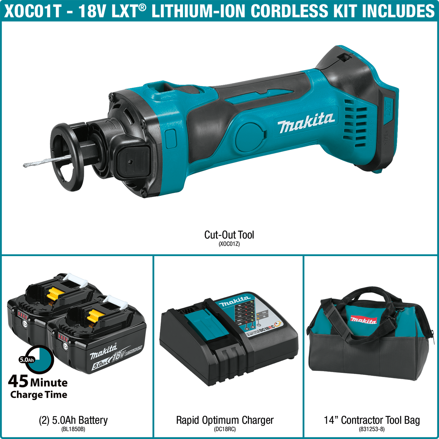 Makita XOC01T 18V LXT® Lithium‘Ion Cordless Cut‘Out Tool Kit (5.0Ah)