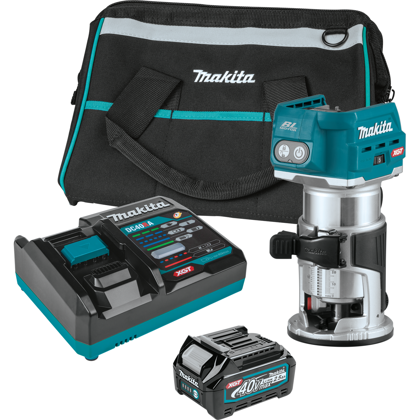 Makita GTR01D1 40V max XGT® Brushless Cordless Compact Router Kit (2.5Ah)