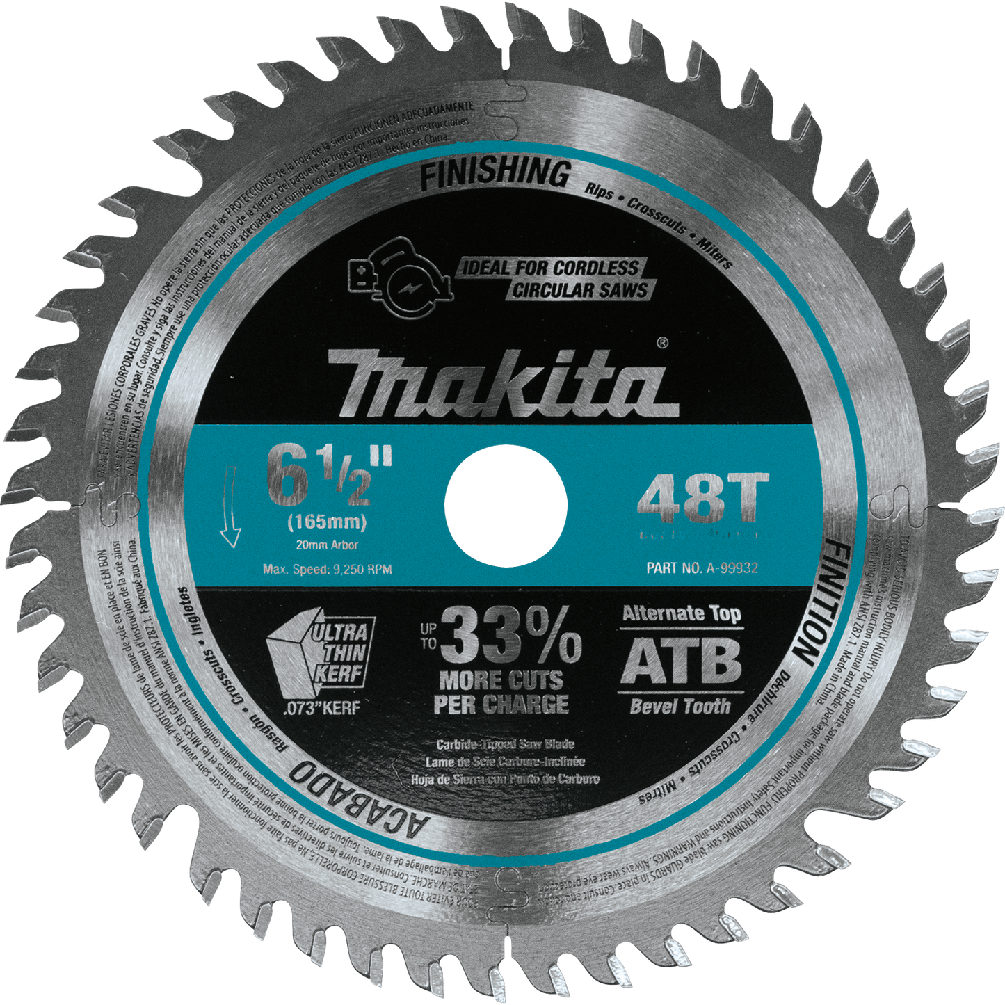 Makita A-99932 6‘1/2" 48T Carbide‘Tipped Cordless Plunge Saw Blade