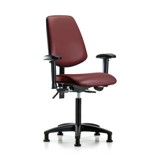 Blue Ridge Ergonomics VMBCH-MB-RG-T0-A1-NF-RG-8815 Rutledge Vinyl Chair - Medium Bench Height with Medium Back, Adjustable Arms, & Stationary Glides in Borscht Supernova™ Vinyl