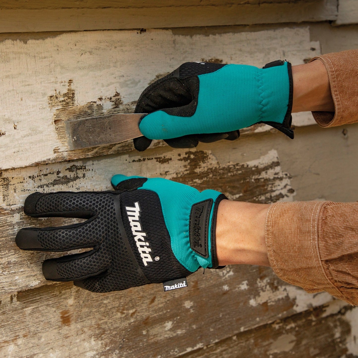 Makita T-04151 Open Cuff Flexible Protection Utility Work Gloves (Medium)