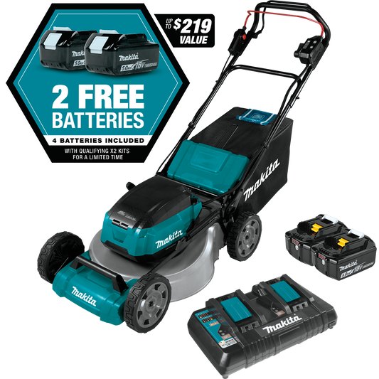 Makita XML06PT1 36V (18V X2) LXT® Brushless 18" Self‘Propelled Commercial Lawn Mower Kit with 4 Batteries (5.0Ah)