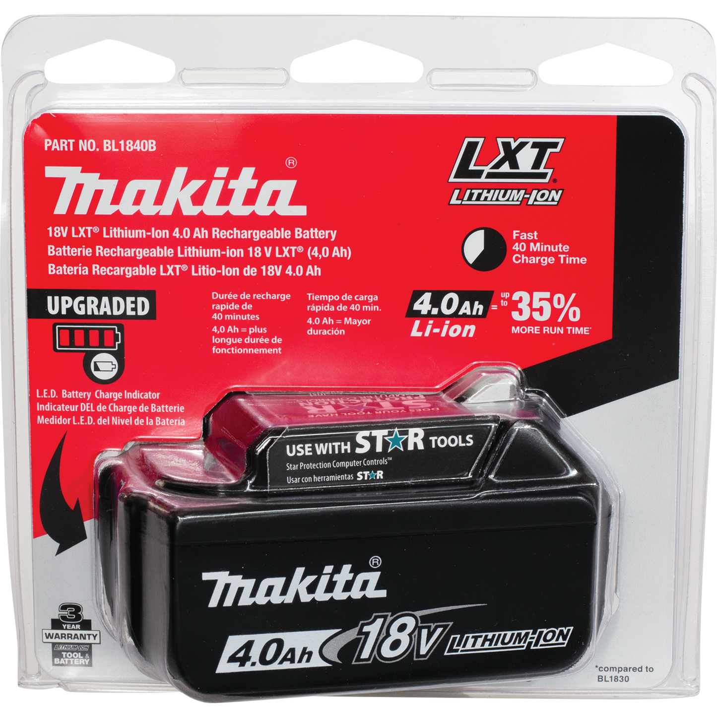 Makita BL1840B 18V LXT® Lithium‘Ion 4.0Ah Battery