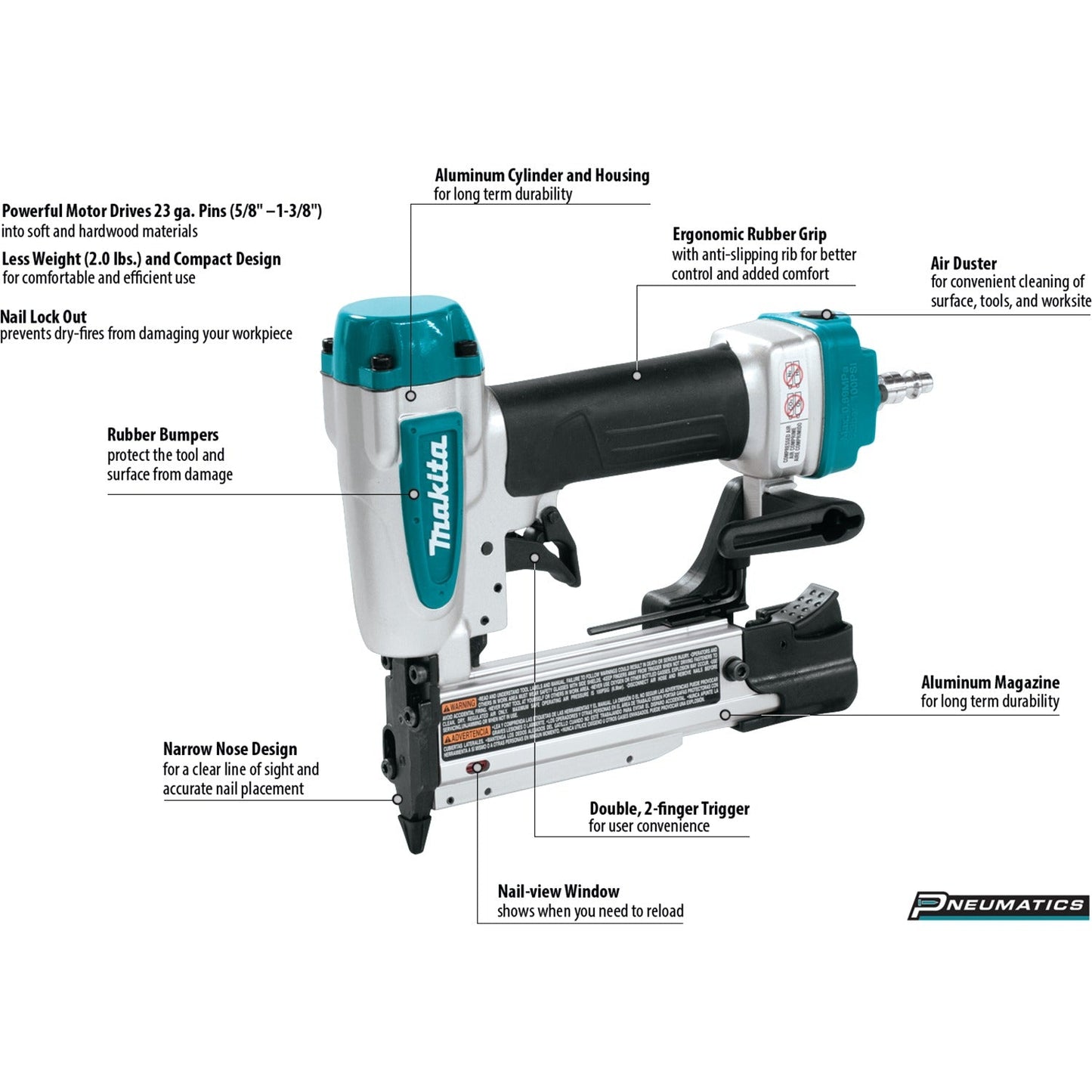 Makita AF353 23 Gauge, 1˜3/8" Pin Nailer