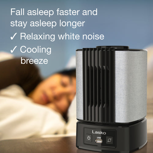 Lasko SB100 SlumberBreeze 2-in-1 Table Fan and White Noise Machine, Black