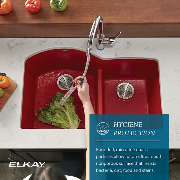 Elkay ELXH3322R Quartz Luxe® 33" x 22" x 10" Offset 60/40 Double Bowl Drop-in Sink with Aqua Divide