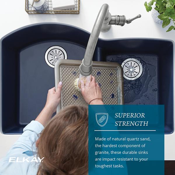 Elkay ELXU250R Quartz Luxe® 33" x 20-1/2" x 9-1/2" Offset Double Bowl Undermount Sink