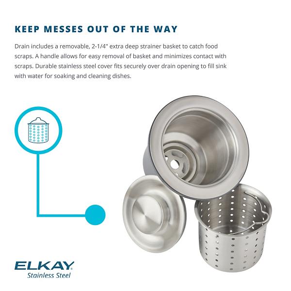 Elkay LKDD 3-1/2" Drain Fitting Deep Strainer Basket