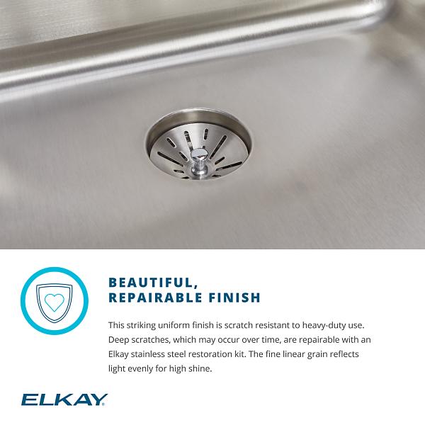 Elkay ILR4322R Lustertone® Classic Stainless Steel 43" x 22" x 7-5/8" Single Bowl Drop-in Sink with Drainboard