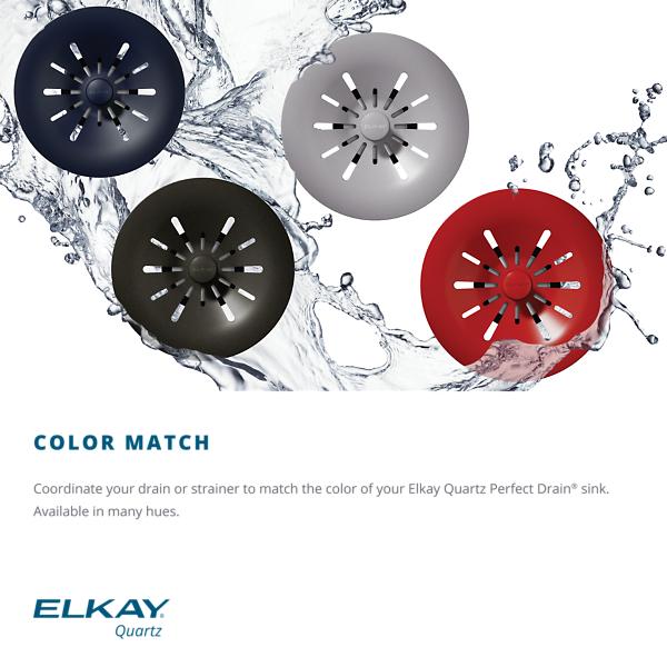 Elkay LKPDQS Quartz Perfect Drain® 3-1/2" Removable Polymer Basket Strainer and Rubber Stopper