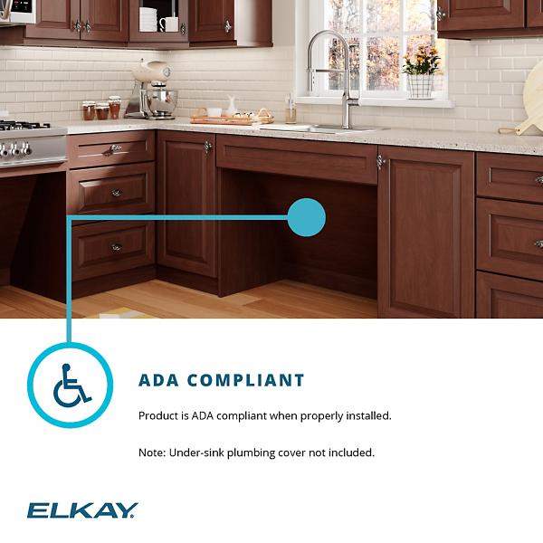 Elkay LRAD221965 Lustertone Classic Stainless Steel 22" x 19-1/2" x 6-1/2" Single Bowl Drop-in ADA Sink