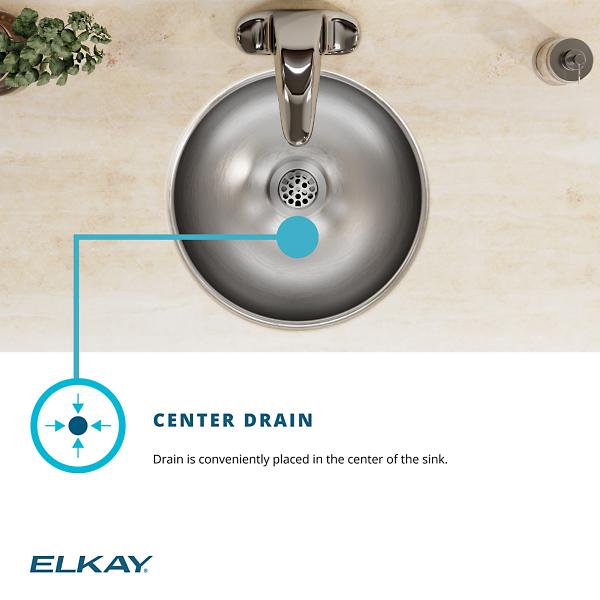 Elkay ELUH16LV Asana Stainless Steel 18-3/8" x 18-3/8" x 8" Single Bowl Undermount Bathroom Sink with Overflow
