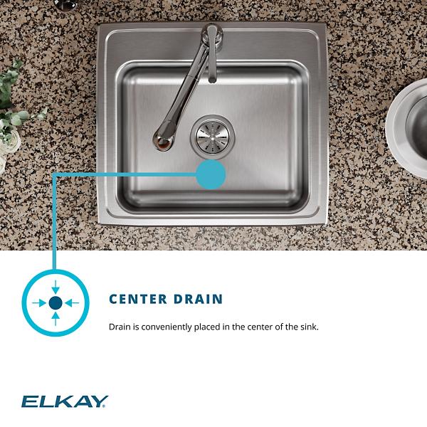Elkay PSR2219 Celebrity® Stainless Steel 22" x 19-1/2" x 7-1/8" Single Bowl Drop-in Sink