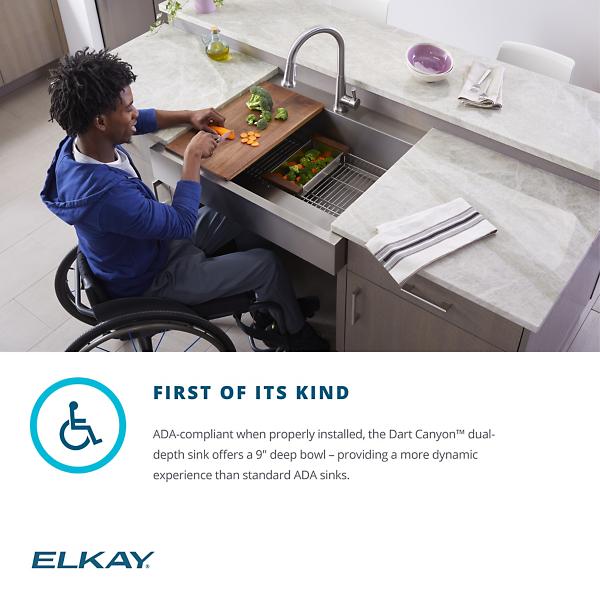 Elkay ELDSSF30279DBG Dart Canyon® Stainless Steel 29-7/8" x 27-1/4" x 9-5/8" 1-Hole Single Bowl Farmhouse Workstation Sink with 4-13/16" Deep Work Shelf