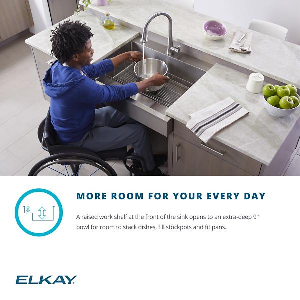 Elkay ELDSSF36279DBG Dart Canyon® Stainless Steel 35-7/8" x 27-1/4" x 9-5/8" 1-Hole Single Bowl Farmhouse Workstation Sink with 4-13/16" Deep Work Shelf