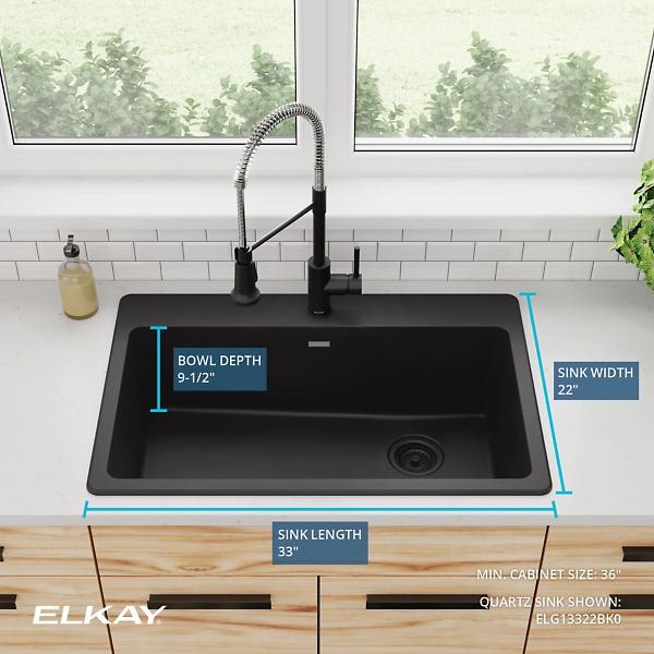 Elkay ELG13322 Quartz Classic® 33" x 22" x 9-1/2" Single Bowl Drop-in Sink