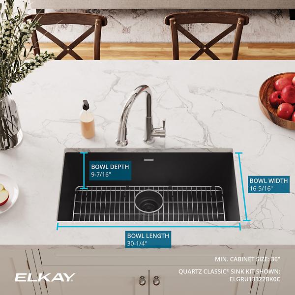 Elkay ELGRU13322C Quartz Classic® 33" x 18-7/16" x 9-7/16" Single Bowl Undermount Sink Kit