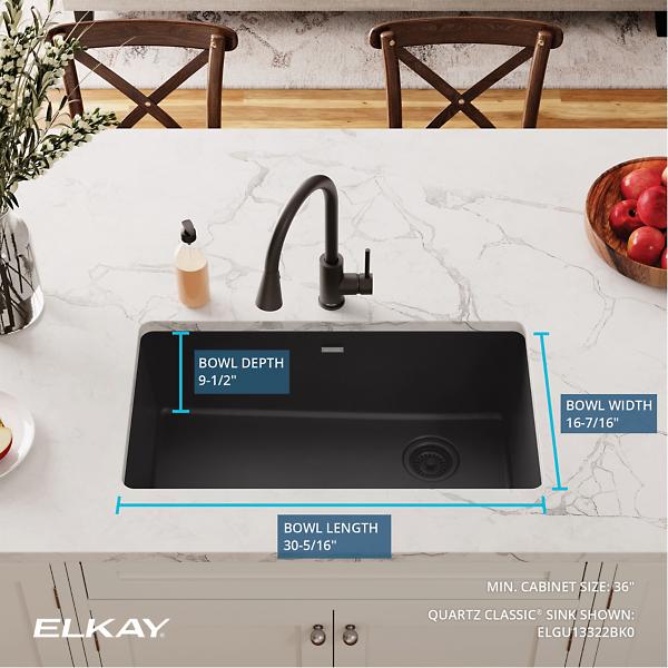 Elkay ELGU13322 Quartz Classic® 33" x 18-3/4" x 9-1/2" Single Bowl Undermount Sink