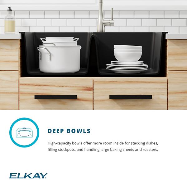 Elkay ELG250R Quartz Classic® 33" x 22" x 9-1/2" Offset Double Bowl Drop-in Sink