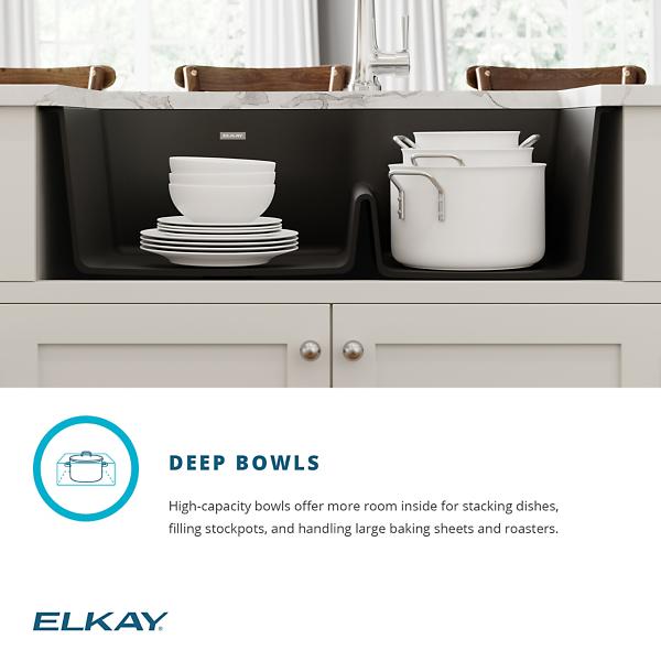 Elkay ELGHU3322RC Quartz Classic® 33" x 22" x 10" Offset 60/40 Double Bowl Undermount Sink Kit with Aqua Divide