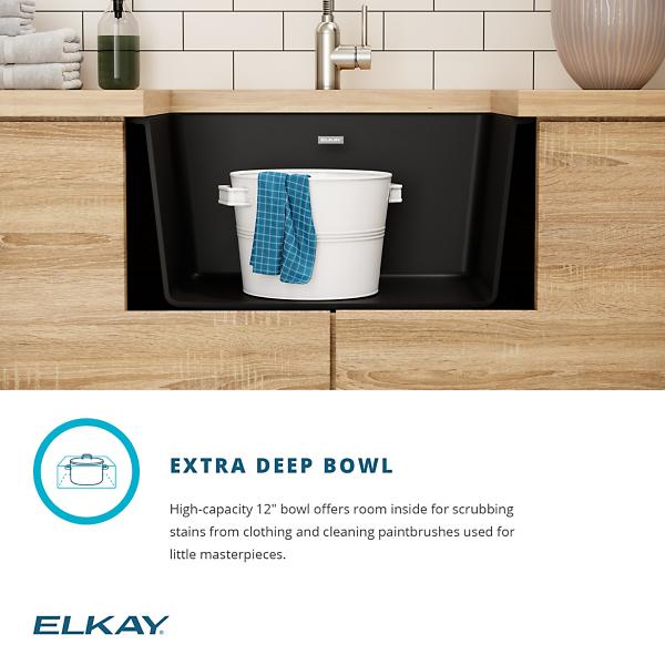 Elkay ELGU251912PD Quartz Classic® 25" x 18-1/2" x 11-13/16" Undermount Laundry Sink with Perfect Drain®