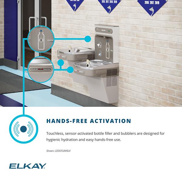 Elkay LZOOTL8WSLK ezH2O® Bottle Filling Station with Bi-Level ADA Cooler Dual Hands Free Activation Filtered Refrigerated Light Gray
