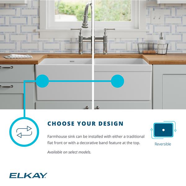 Elkay SWUF32189WHC Fireclay 33" x 19-15/16" x 9" Equal Double Bowl Farmhouse Sink Kit White