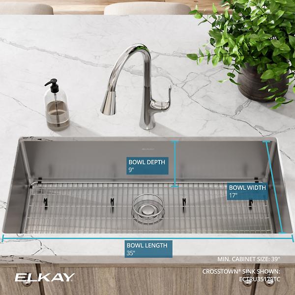 Elkay ECTRU35179TC Crosstown® 18 Gauge Stainless Steel 36-1/2" x 18-1/2" x 9" Single Bowl Undermount Sink Kit