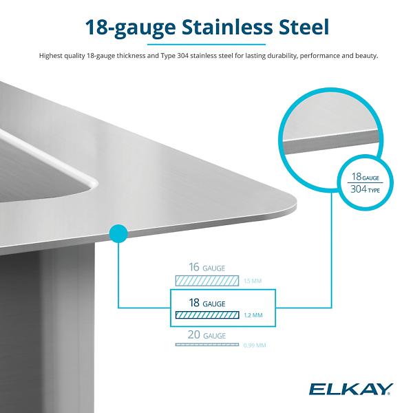 Elkay ECTRU12179TFCC Crosstown® 18 Gauge Stainless Steel 13-1/2" x 18-1/2" x 9" Single Bowl Undermount Bar Sink & Faucet Kit with Drain