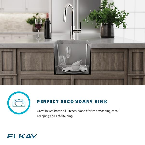 Elkay ECTRU12179T Crosstown® 18 Gauge Stainless Steel 13-1/2" x 18-1/2" x 9" Single Bowl Undermount Bar Sink